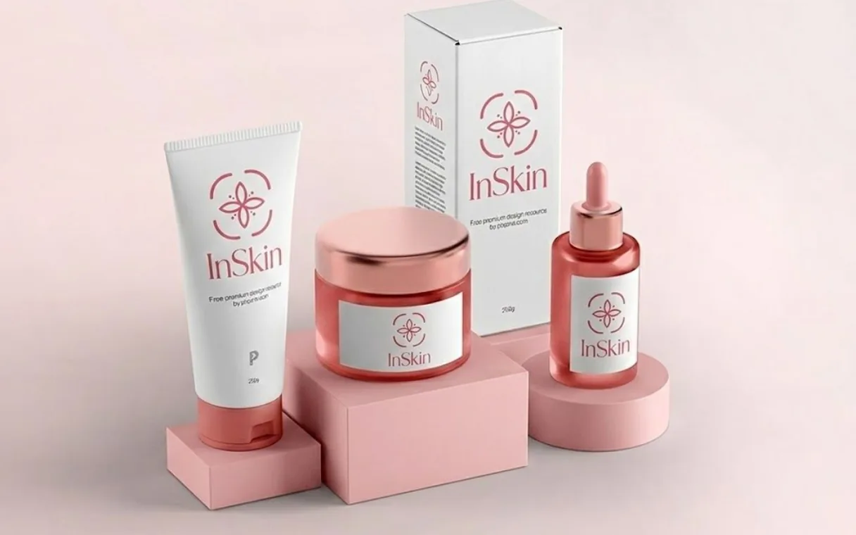 InSkin skincare brand identity and packaging